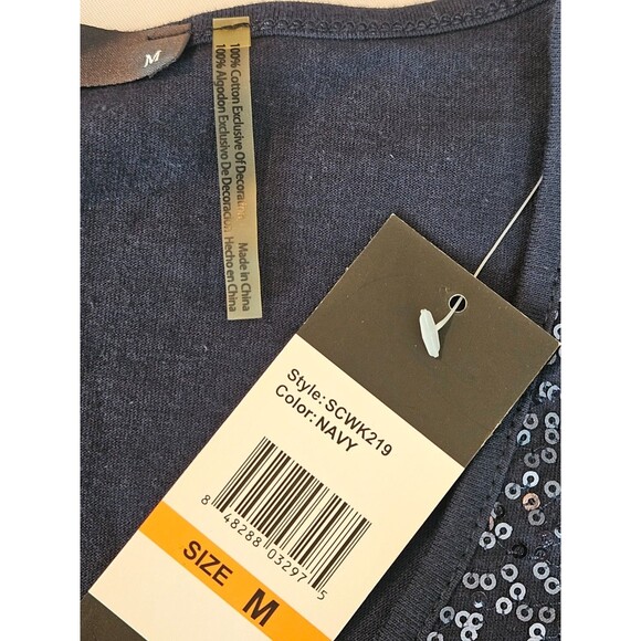 Kiara Women's Sequin Blue Short Sleeve Sparkling Top Medium M NWT - Picture 8 of 9